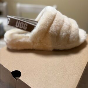 UGG Plush Cream Slide Slippers